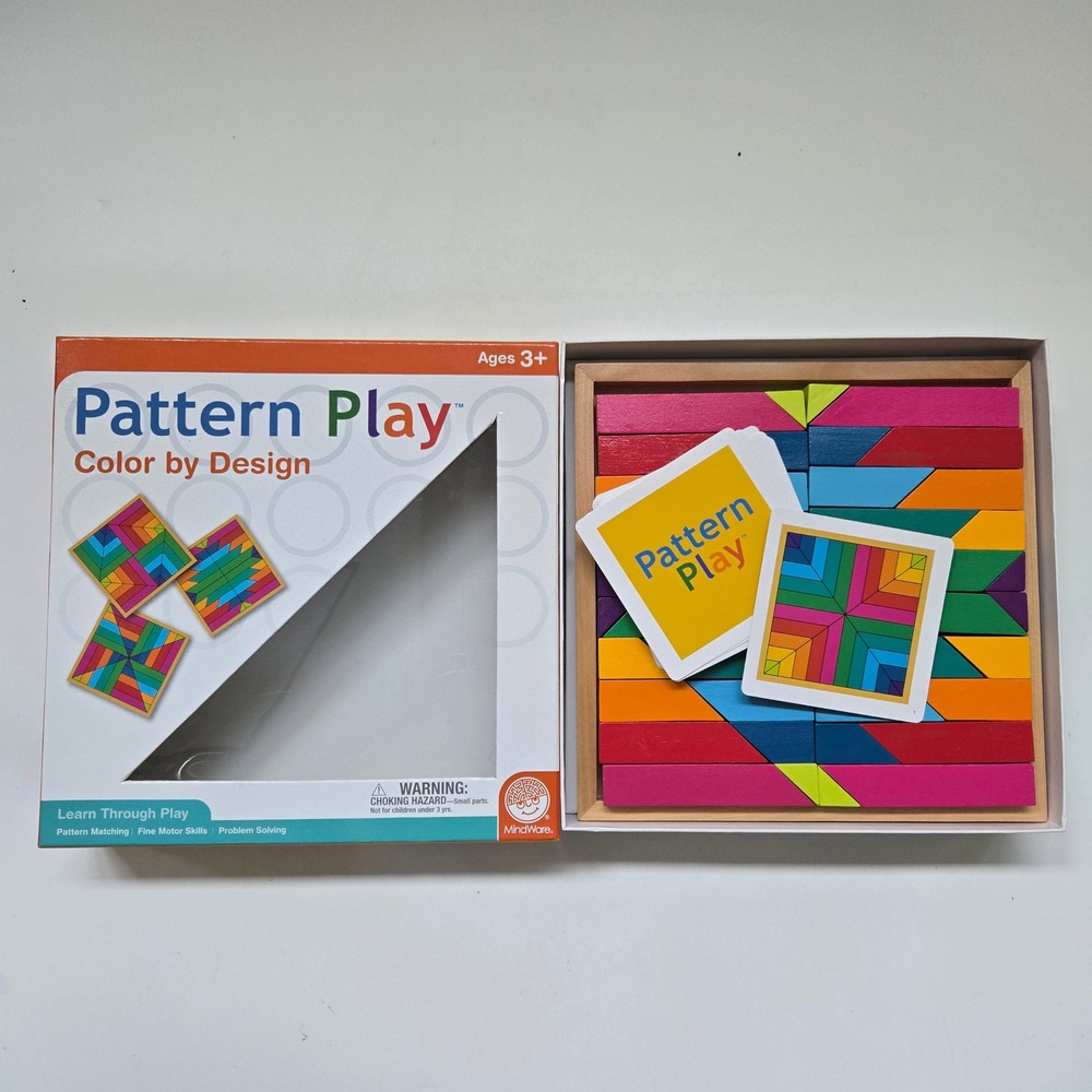 MindWare Pattern Play Color by Design Wooden Block Puzzle Toy Complete STEM